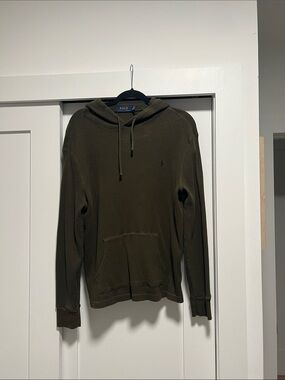 Polo by Ralph Lauren Olive Waffle Knit Hooded Pullover